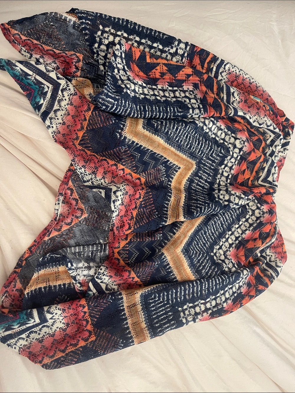 Vanity Navy and Coral Printed Skirt